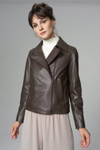 Chocolate Genuine Leather Jacket for Women | 100% Real Sheepskin | XS–3XL