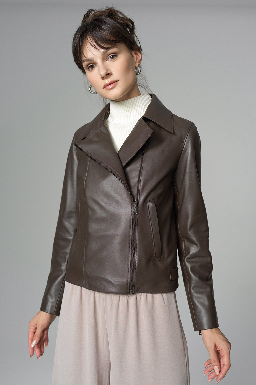 Chocolate Genuine Leather Jacket for Women | 100% Real Sheepskin | XS–3XL