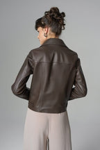Chocolate Genuine Leather Jacket for Women | 100% Real Sheepskin | XS–3XL