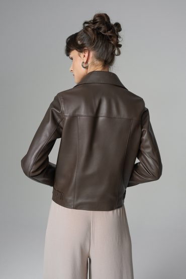 Chocolate Genuine Leather Jacket for Women | 100% Real Sheepskin | XS–3XL
