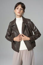 Chocolate Genuine Leather Jacket for Women | 100% Real Sheepskin | XS–3XL