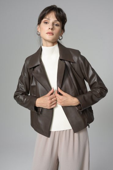 Chocolate Genuine Leather Jacket for Women | 100% Real Sheepskin | XS–3XL