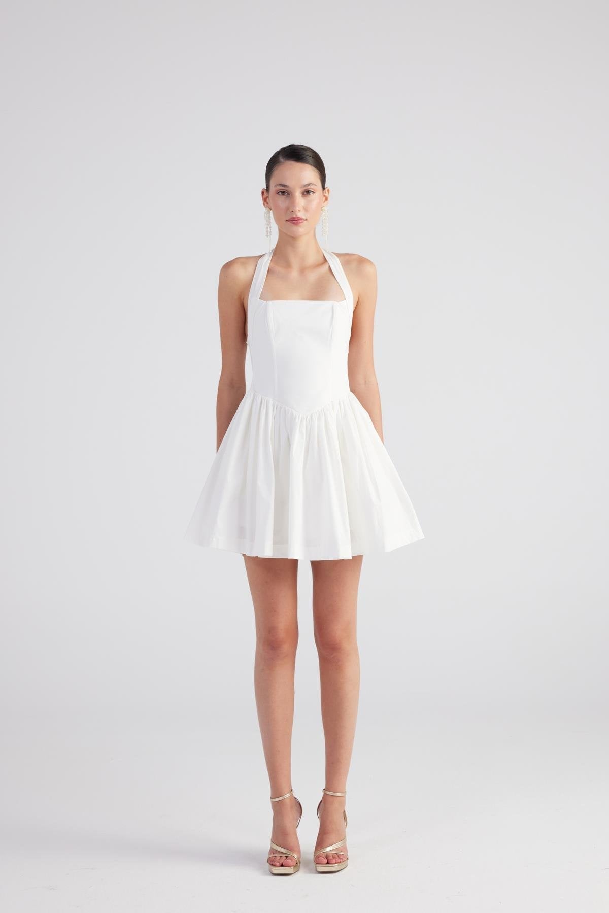 Teresa White Pleated Skirt Mini Dress